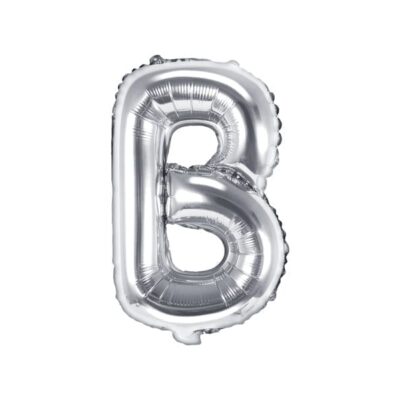 Balon foliowy litera “B” na powietrze, srebrna, 35cm Balony bez helu Szalony.pl - Sklep imprezowy