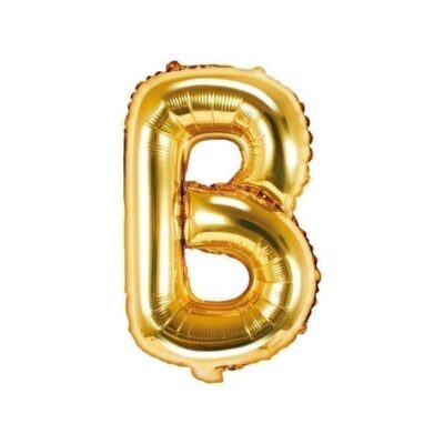 Balon foliowy, litera “B” na powietrze, złota, 35 cm Balony bez helu Szalony.pl - Sklep imprezowy