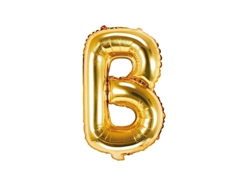 Balon foliowy, litera “B” na powietrze, złota, 35 cm Balony bez helu Szalony.pl - Sklep imprezowy