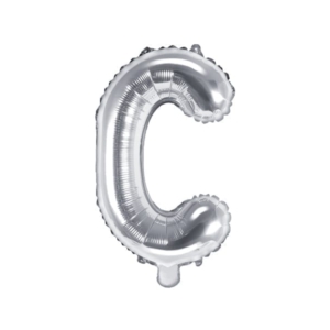 Balon foliowy litera “C” na powietrze, srebrna, 35cm Szalony.pl