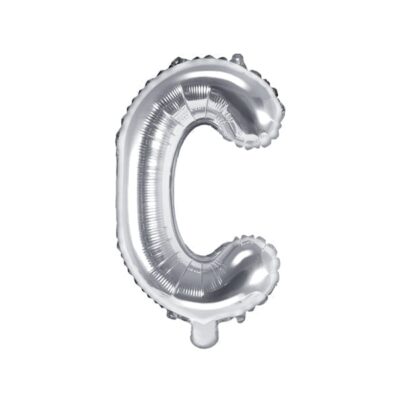 Balon foliowy litera “C” na powietrze, srebrna, 35cm Balony bez helu Szalony.pl - Sklep imprezowy