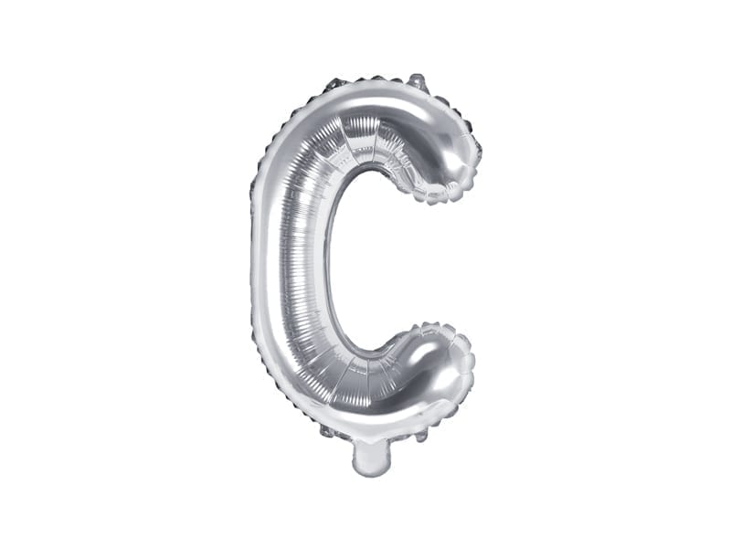 Balon foliowy litera “C” na powietrze, srebrna, 35cm Balony bez helu Szalony.pl - Sklep imprezowy
