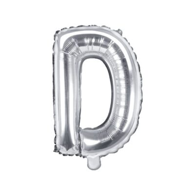 Balon foliowy litera “D” na powietrze, srebrna, 35cm Balony bez helu Szalony.pl - Sklep imprezowy