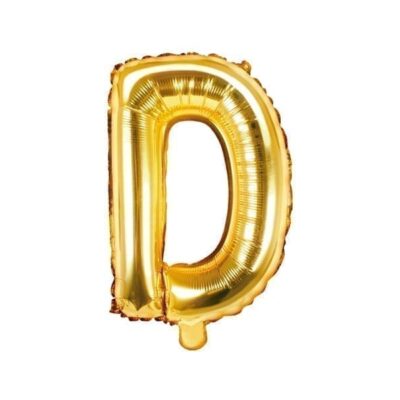 Balon foliowy litera “D” na powietrze, złota, 35cm Balony bez helu Szalony.pl - Sklep imprezowy