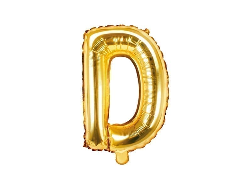 Balon foliowy litera “D” na powietrze, złota, 35cm Dekoracje imprezowe Szalony.pl - Sklep imprezowy