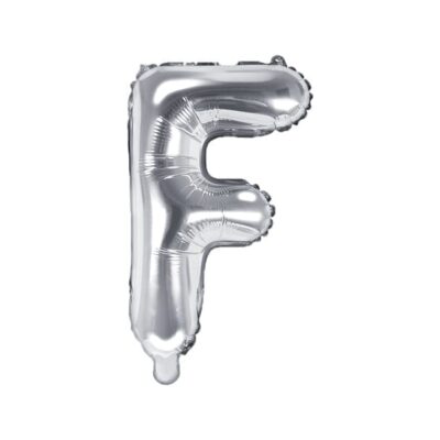 Balon foliowy litera “F” na powietrze, srebrna, 35cm Balony bez helu Szalony.pl - Sklep imprezowy