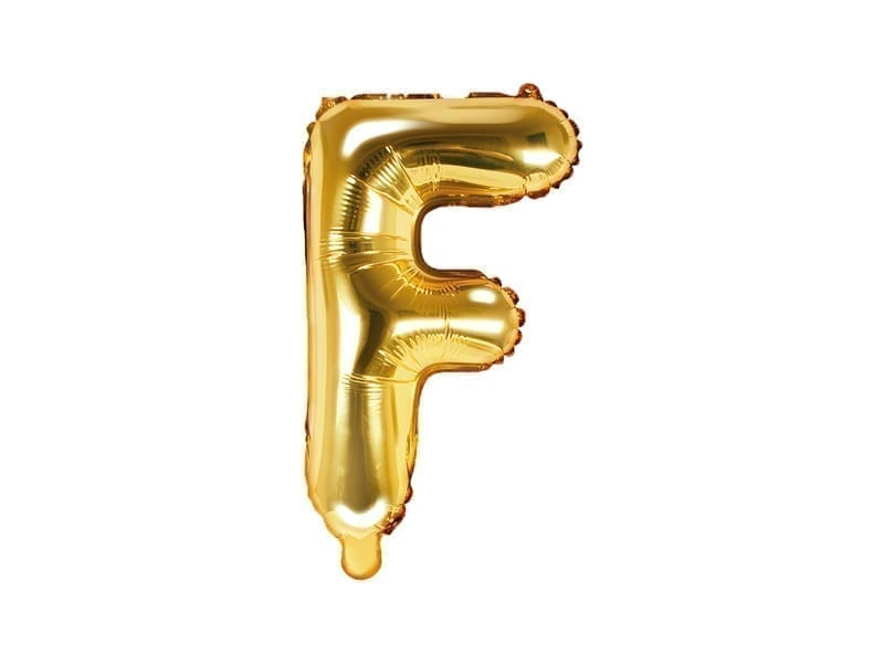 Balon foliowy, litera “F” na powietrze, złota, 35 cm Dekoracje imprezowe Szalony.pl - Sklep imprezowy