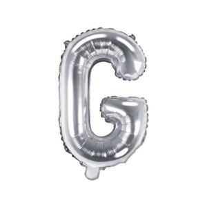 Balon foliowy litera “G” na powietrze, srebrna, 35cm Szalony.pl