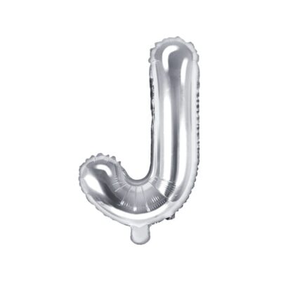 Balon foliowy litera “J” na powietrze, srebrna, 35cm Balony bez helu Szalony.pl - Sklep imprezowy