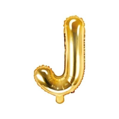 Balon foliowy litera “J” na powietrze, złota, 35cm Balony bez helu Szalony.pl - Sklep imprezowy