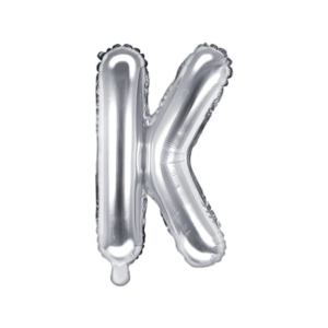 Balon foliowy litera “K” na powietrze, srebrna, 35cm Szalony.pl