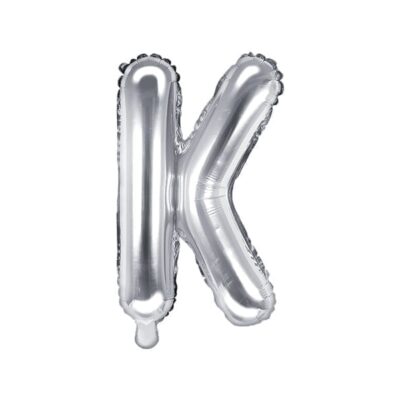 Balon foliowy litera “K” na powietrze, srebrna, 35cm Balony bez helu Szalony.pl - Sklep imprezowy
