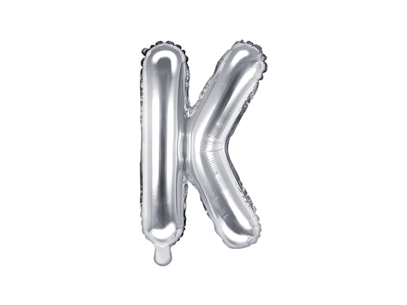 Balon foliowy litera “K” na powietrze, srebrna, 35cm Balony bez helu Szalony.pl - Sklep imprezowy
