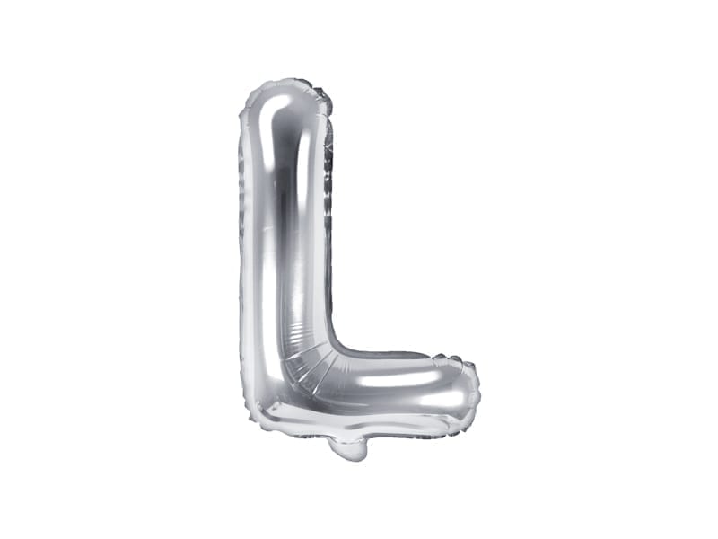 Balon foliowy litera “L” na powietrze, srebrna, 35cm Balony bez helu Szalony.pl - Sklep imprezowy