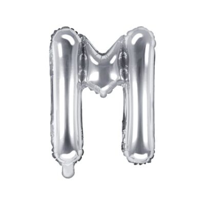 Balon foliowy litera “M” na powietrze, srebrna, 35cm Balony bez helu Szalony.pl - Sklep imprezowy