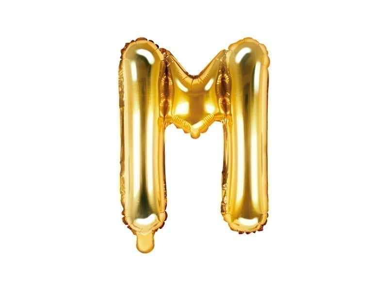 Balon foliowy, litera “M” na powietrze, złota, 35 cm Balony bez helu Szalony.pl - Sklep imprezowy 2