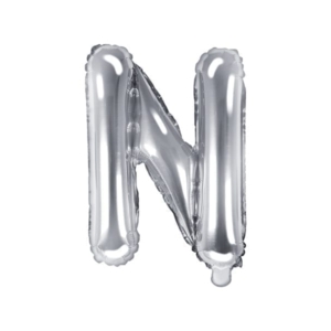 Balon foliowy litera “N” na powietrze, srebrna, 35cm Szalony.pl