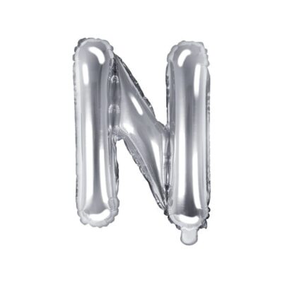 Balon foliowy litera “N” na powietrze, srebrna, 35cm Balony bez helu Szalony.pl - Sklep imprezowy