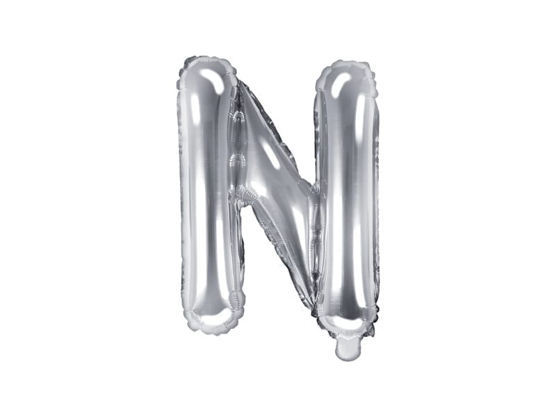 Balon foliowy litera “N” na powietrze, srebrna, 35cm Balony bez helu Szalony.pl - Sklep imprezowy