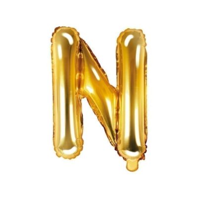 Balon foliowy, litera “N” na powietrze, złota, 35 cm Dekoracje imprezowe Szalony.pl - Sklep imprezowy