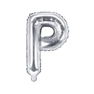 Balon foliowy litera “P” na powietrze, srebrna, 35cm Szalony.pl