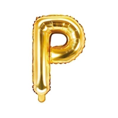 Balon foliowy, litera “P” na powietrze, złota, 35 cm Balony bez helu Szalony.pl - Sklep imprezowy