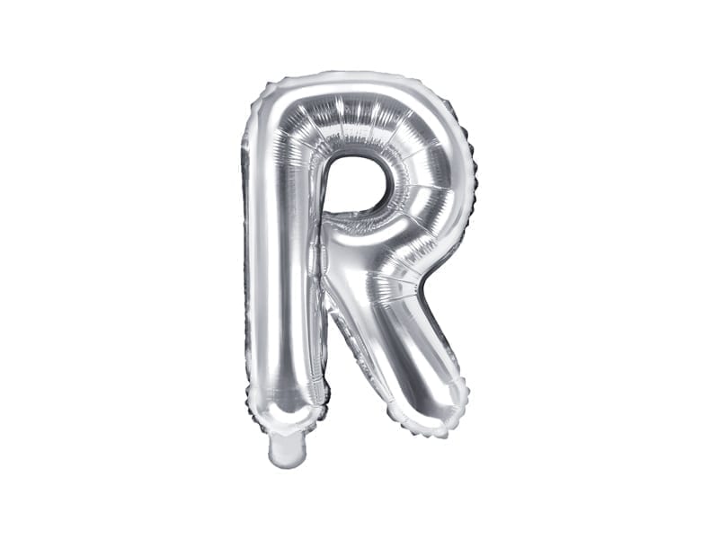 Balon foliowy litera “R” na powietrze, srebrna, 35cm Balony bez helu Szalony.pl - Sklep imprezowy