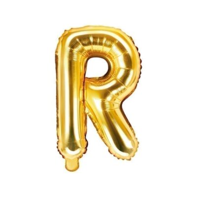 Balon foliowy litera “R” na powietrze, złota, 35cm Balony bez helu Szalony.pl - Sklep imprezowy