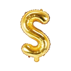 Balon foliowy, litera “S” na powietrze, złota, 35 cm Szalony.pl
