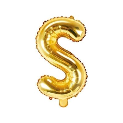 Balon foliowy, litera “S” na powietrze, złota, 35 cm Balony bez helu Szalony.pl - Sklep imprezowy