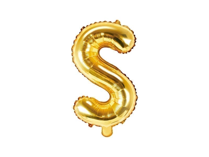 Balon foliowy, litera “S” na powietrze, złota, 35 cm Balony bez helu Szalony.pl - Sklep imprezowy 2