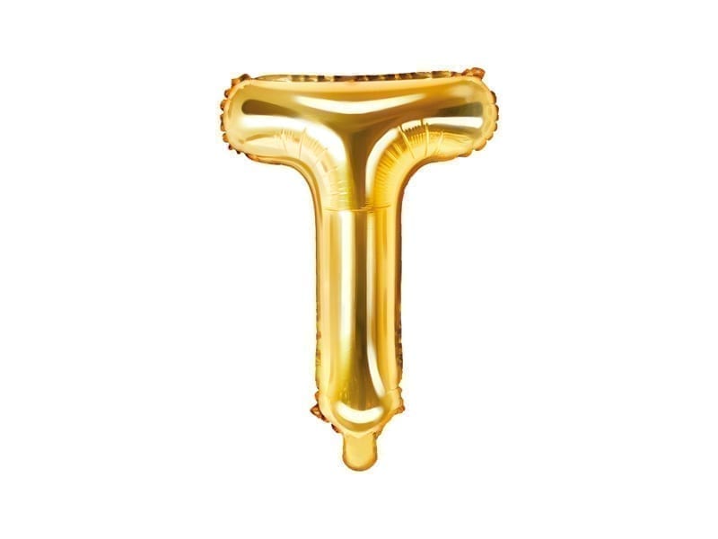 Balon foliowy, litera “T” na powietrze, złota, 35 cm Balony bez helu Szalony.pl - Sklep imprezowy 2
