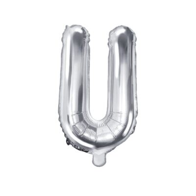 Balon foliowy litera “U” na powietrze, srebrna, 35cm Balony bez helu Szalony.pl - Sklep imprezowy