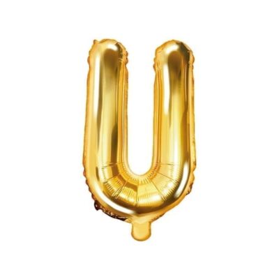 Balon foliowy, litera “U” na powietrze, złota, 35 cm Balony bez helu Szalony.pl - Sklep imprezowy