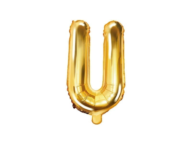 Balon foliowy, litera “U” na powietrze, złota, 35 cm Balony bez helu Szalony.pl - Sklep imprezowy