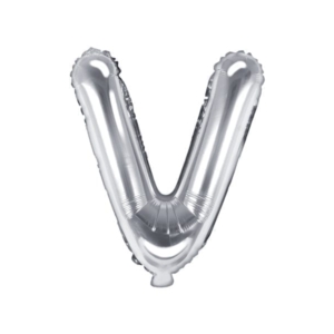 Balon foliowy litera “V” na powietrze, srebrna, 35cm Szalony.pl