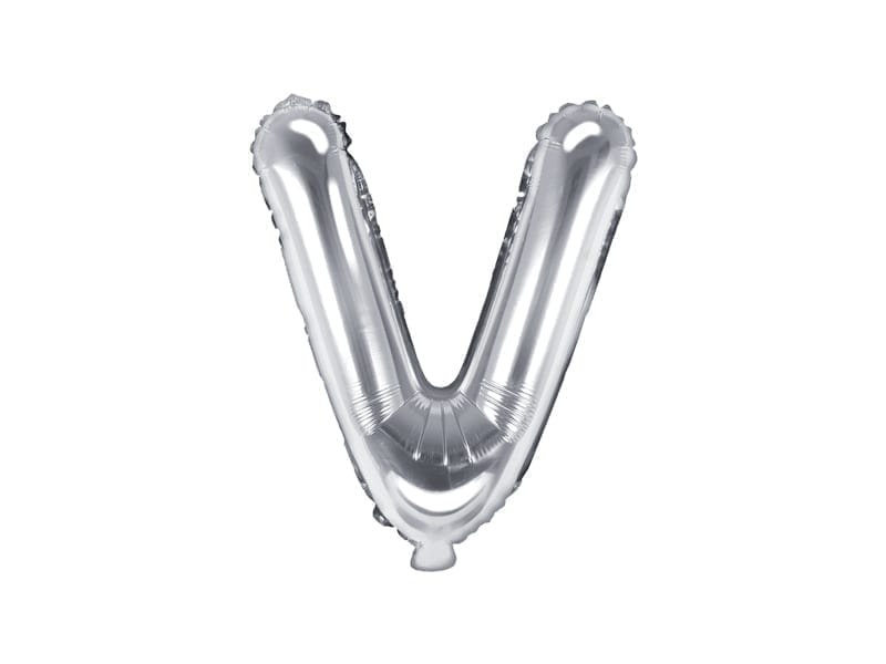 Balon foliowy litera “V” na powietrze, srebrna, 35cm Balony bez helu Szalony.pl - Sklep imprezowy