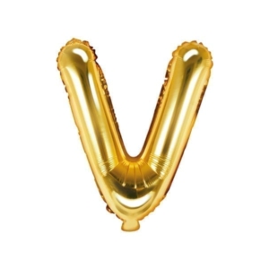 Balon foliowy, litera “V” na powietrze, złota, 35 cm Szalony.pl