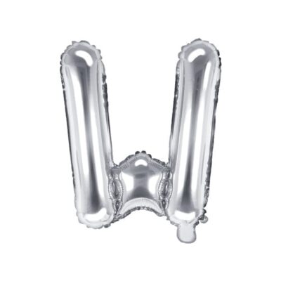 Balon foliowy litera “W” na powietrze, srebrna, 35cm Balony bez helu Szalony.pl - Sklep imprezowy