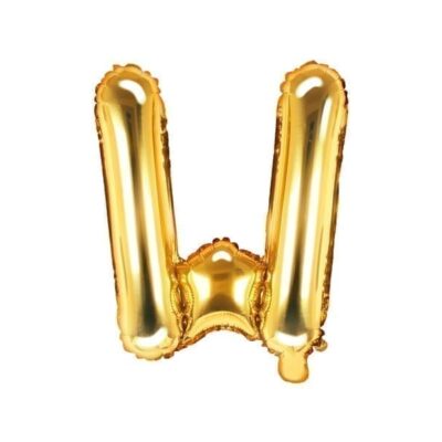 Balon foliowy, litera “W” na powietrze, złota, 35 cm Balony bez helu Szalony.pl - Sklep imprezowy