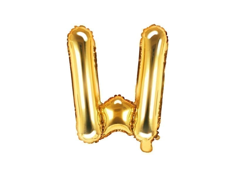 Balon foliowy, litera “W” na powietrze, złota, 35 cm Balony bez helu Szalony.pl - Sklep imprezowy