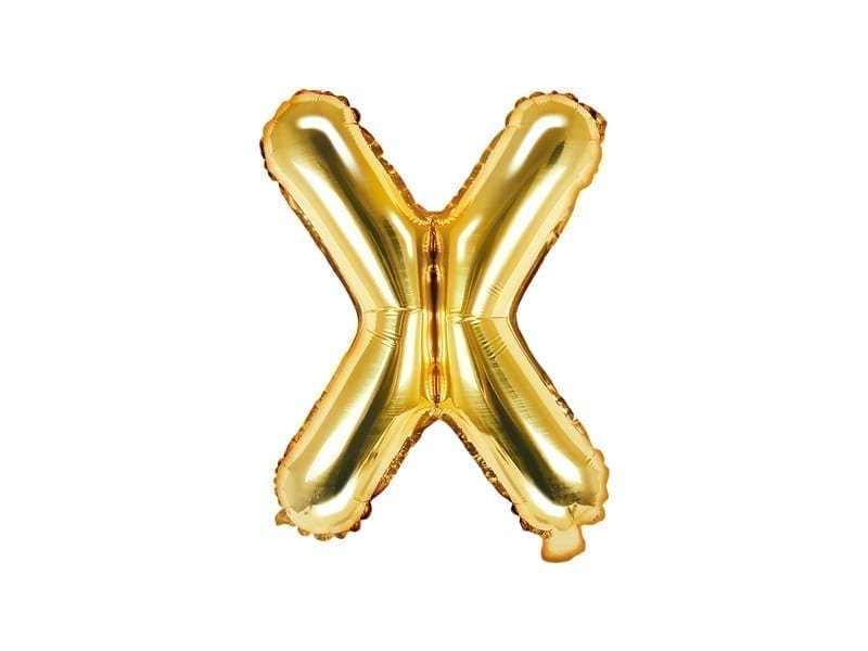 Balon foliowy, litera “X” na powietrze, złota, 35 cm Balony bez helu Szalony.pl - Sklep imprezowy 2