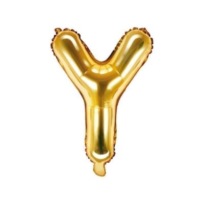 Balon foliowy, litera “Y” na powietrze, złota, 35 cm Balony bez helu Szalony.pl - Sklep imprezowy
