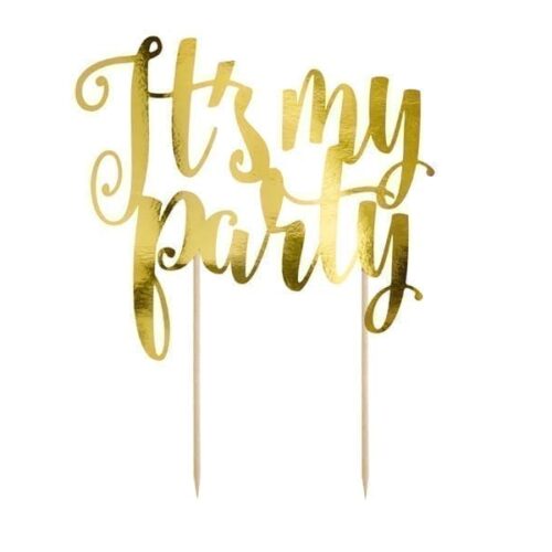 Topper na tort "It's my Party" - złoty - 20,5cm