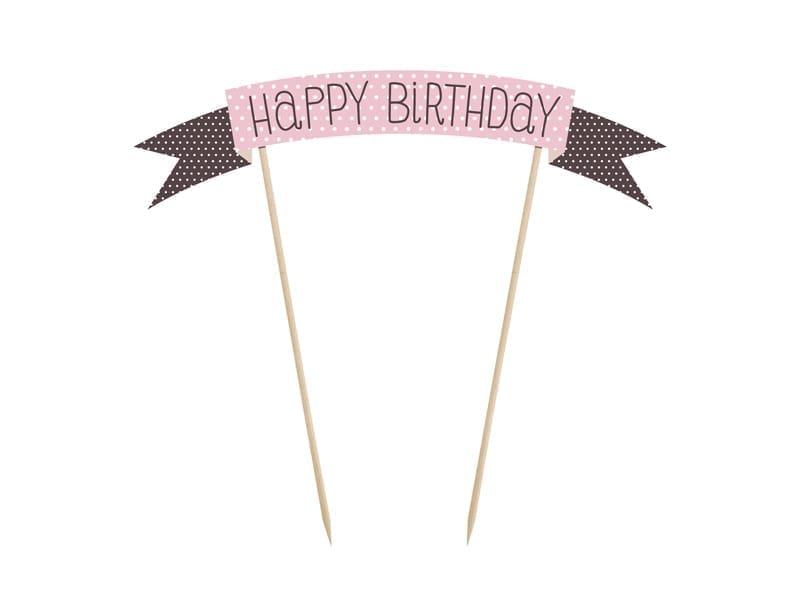 Topper na tort “Happy Birthday”, różowe, 19cm Dekoracje imprezowe Sprawdź naszą ofertę. Sklep imprezowy Szalony.pl. 2