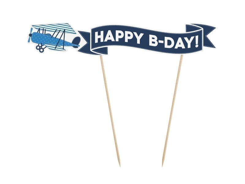Topper na tort “Happy B-day” – samolot, 18 cm Dekoracje imprezowe Sprawdź naszą ofertę. Sklep imprezowy Szalony.pl. 2