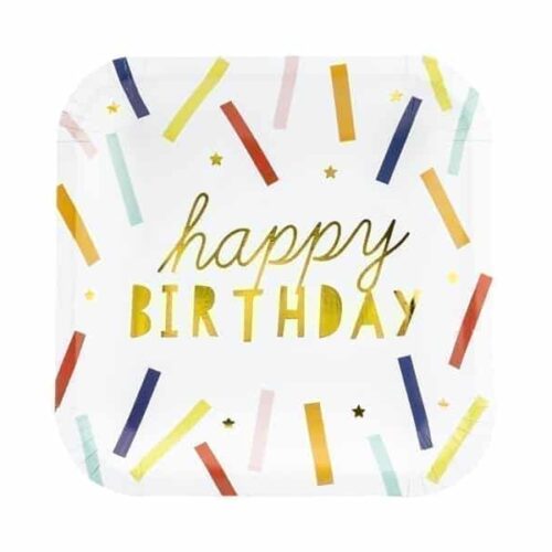 Talerzyki papierowe - Happy B-day, 20 cm, 6 szt.