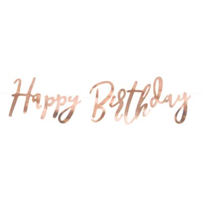 Baner “Happy Birthday”, różowo-złoty, 16,5×62 cm Banery Szalony.pl - Sklep imprezowy