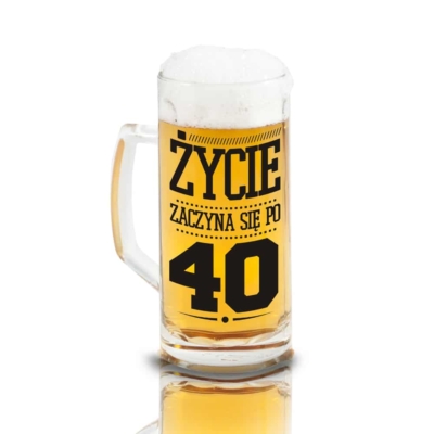 Kufel do piwa “Życie zaczyna się po 40”, 500 ml Kufle do piwa Szalony.pl - Sklep imprezowy