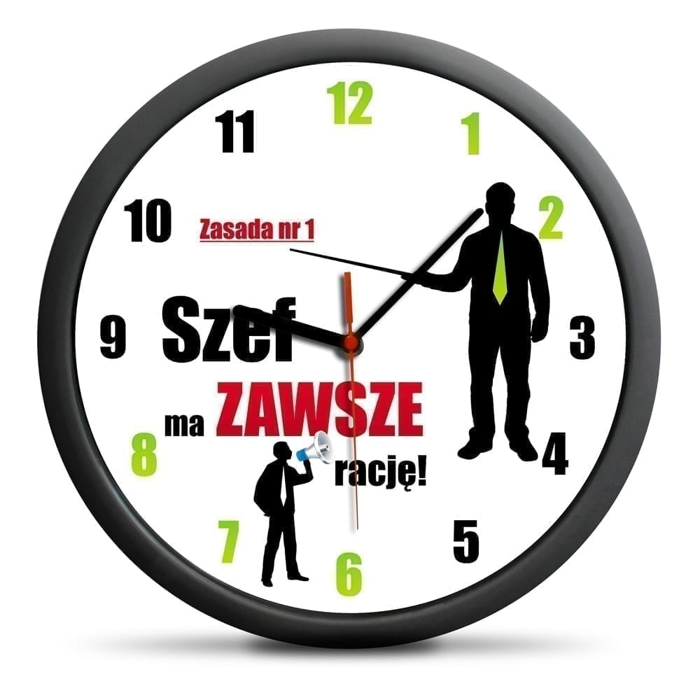 Zegar – Szef ma zawsze racje Prezent dla dziadka Sprawdź naszą ofertę. Sklep imprezowy Szalony.pl. 2